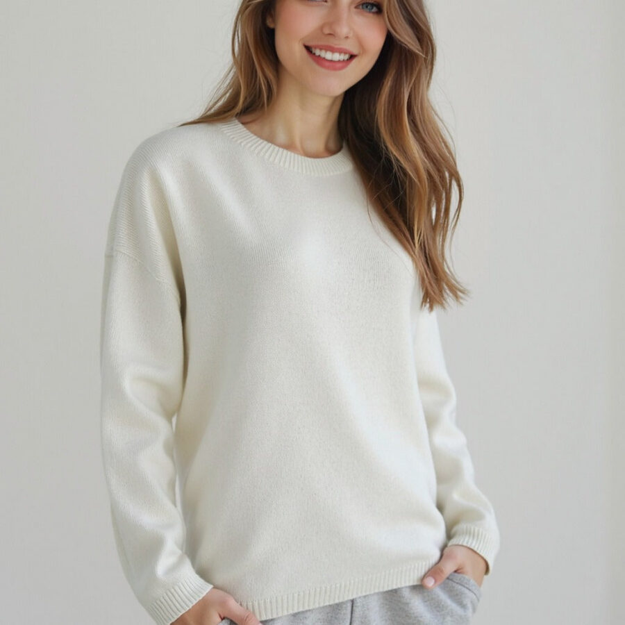 Seamless Knit Wool Pullover Sweater