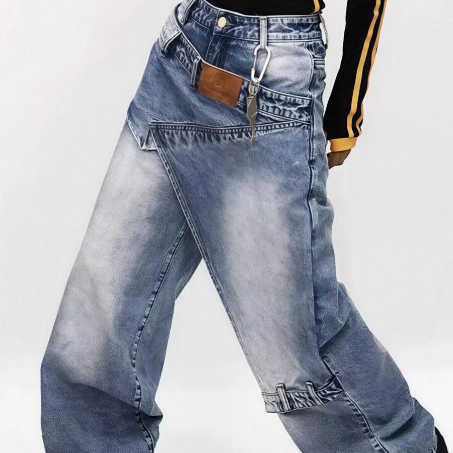 Vintage Fake Two Piece Baggy Jeans