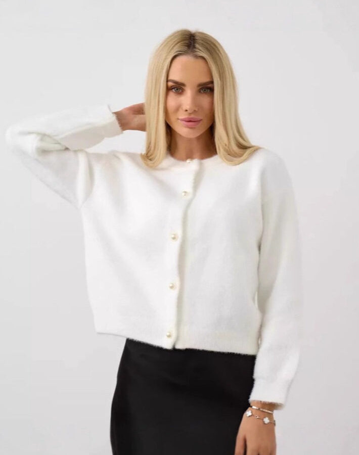 White Button Front Cardigan